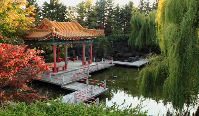 Ein Pavillion in einem chinesischen Garten